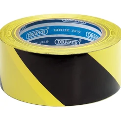 Adhesive Hazard Tape Roll, 33m x 50mm, Black and Yellow