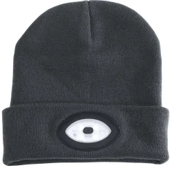 Beanie Hat with Rechargeable Torch, One Size, 1W, 100 Lumens, Grey