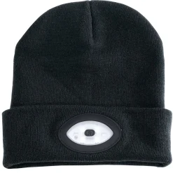 Beanie Hat with Rechargeable Torch, One Size, 1W, 100 Lumens, Black