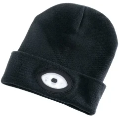 Beanie Hat with Rechargeable Torch, One Size, 1W, 100 Lumens, Black