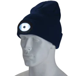 Beanie Hat with Rechargeable Torch, One Size, 1W, 100 Lumens, Navy Blue