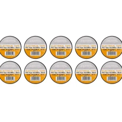 Black PVC Electrical Insulation Tape, 19mm x 33m (Pack of 10)