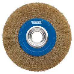 Brassed Steel Bench Grinder Wire Wheel Brush, 200 x 31.75mm