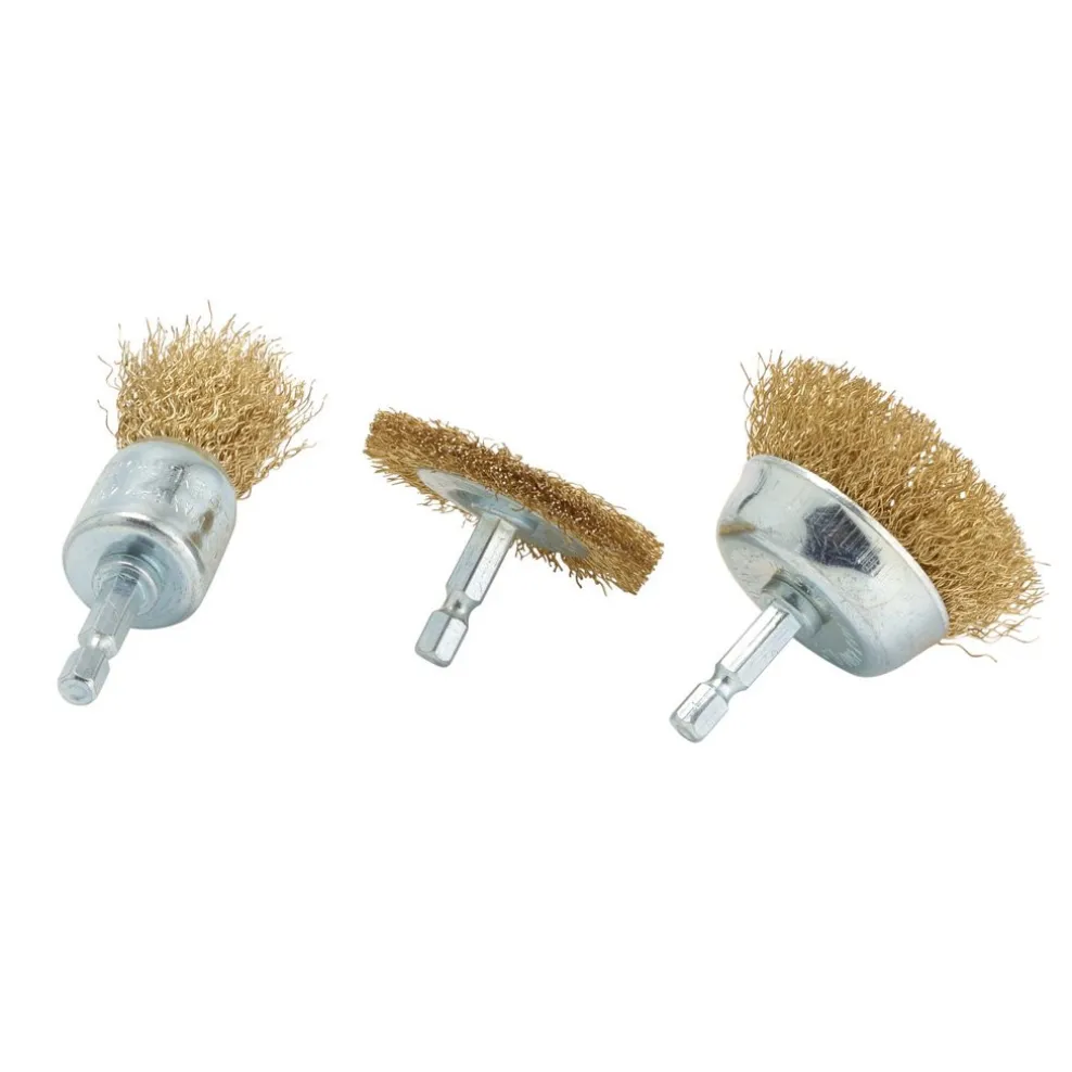 Brassed Steel Crimped Wire Brush Set (3 Piece)