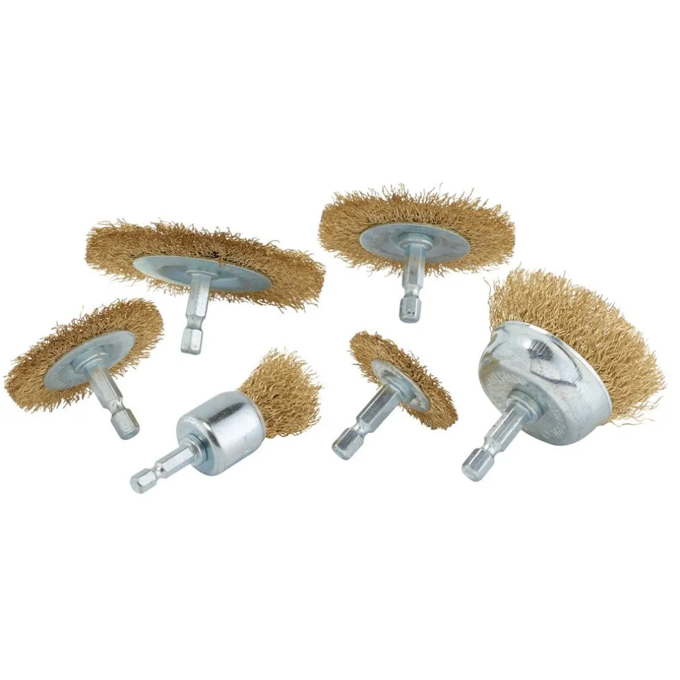 Brassed Steel Crimped Wire Brush Set (6 Piece)