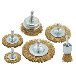 Brassed Steel Crimped Wire Brush Set (6 Piece)