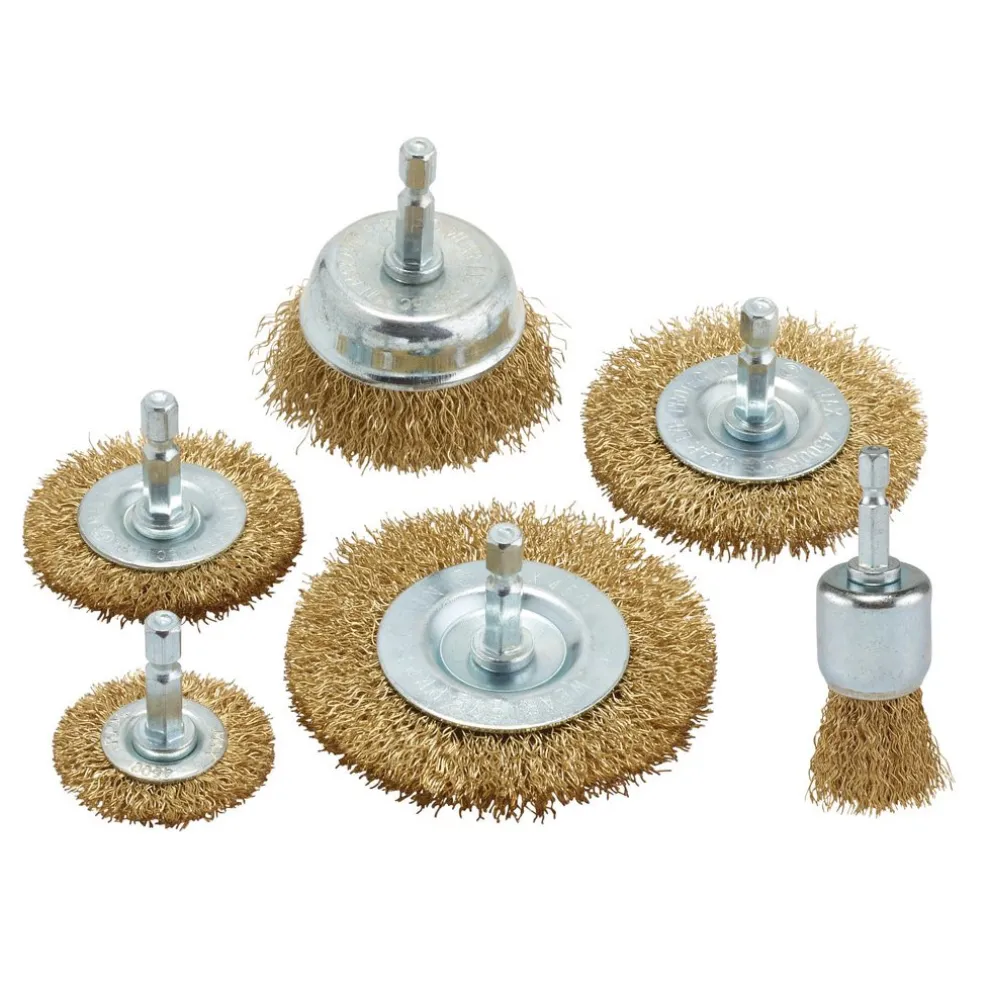Brassed Steel Crimped Wire Brush Set (6 Piece)