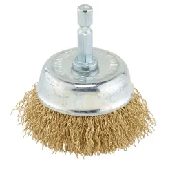 Brassed Steel Crimped Wire Cup Brush, 50mm
