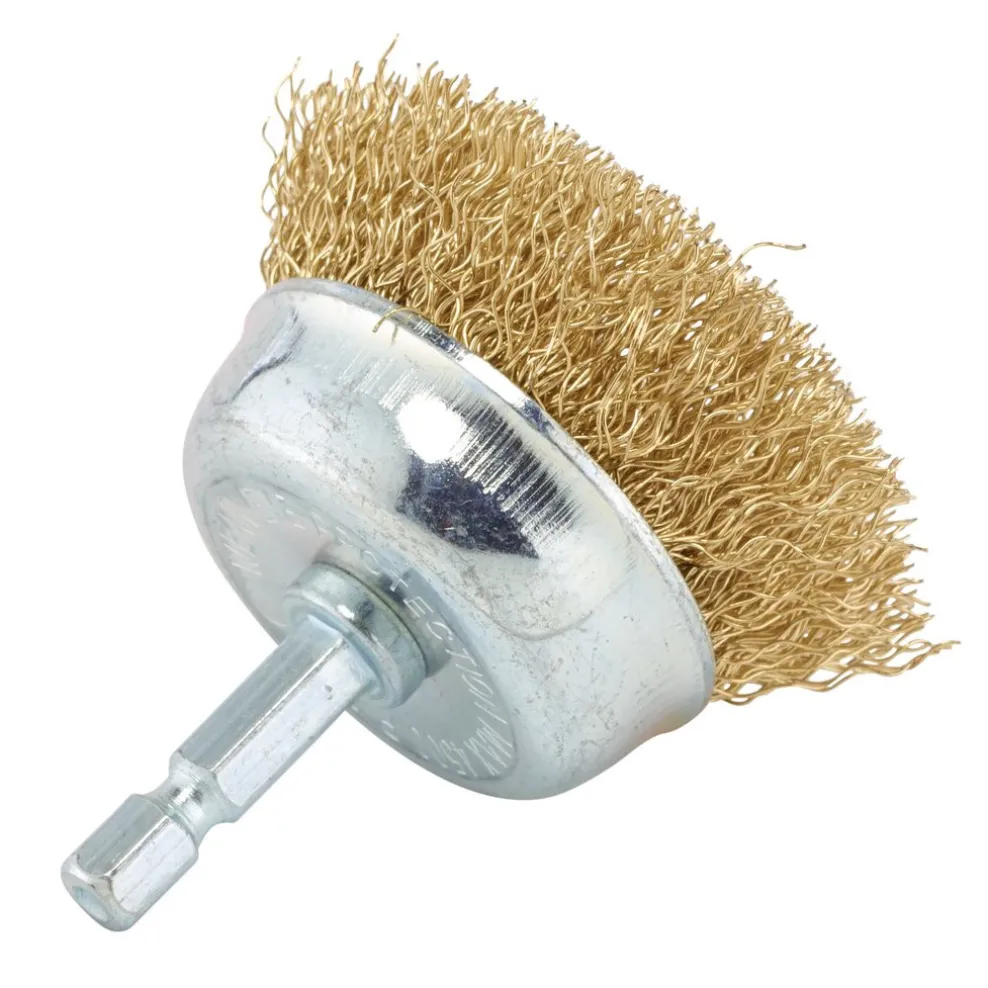 Brassed Steel Crimped Wire Cup Brush, 50mm