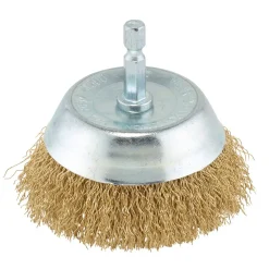 Brassed Steel Crimped Wire Cup Brush, 75mm