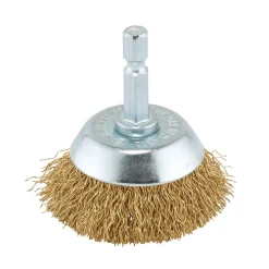 Brassed Steel Crimped Wire Cup Brush, 40mm