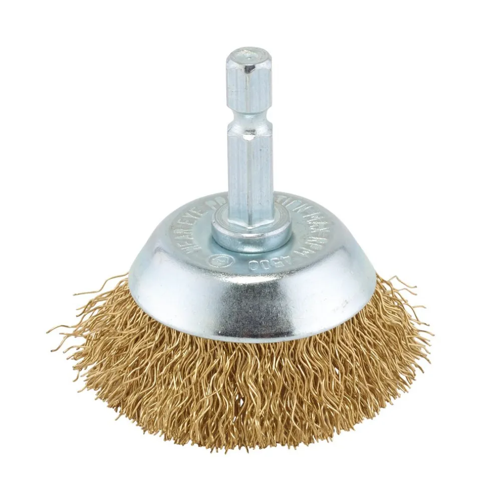 Brassed Steel Crimped Wire Cup Brush, 40mm
