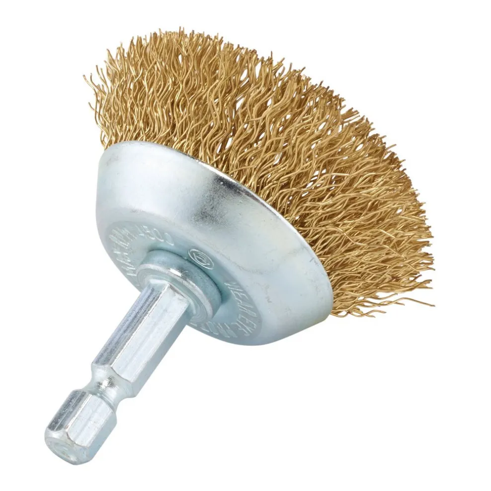 Brassed Steel Crimped Wire Cup Brush, 40mm