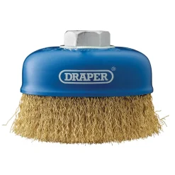 Brassed Steel Crimped Wire Cup Brush, 100mm, M14