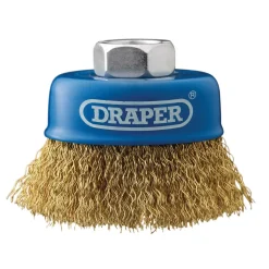 Brassed Steel Crimped Wire Cup Brush, 65mm, M14