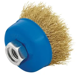 Brassed Steel Crimped Wire Cup Brush, 65mm, M14