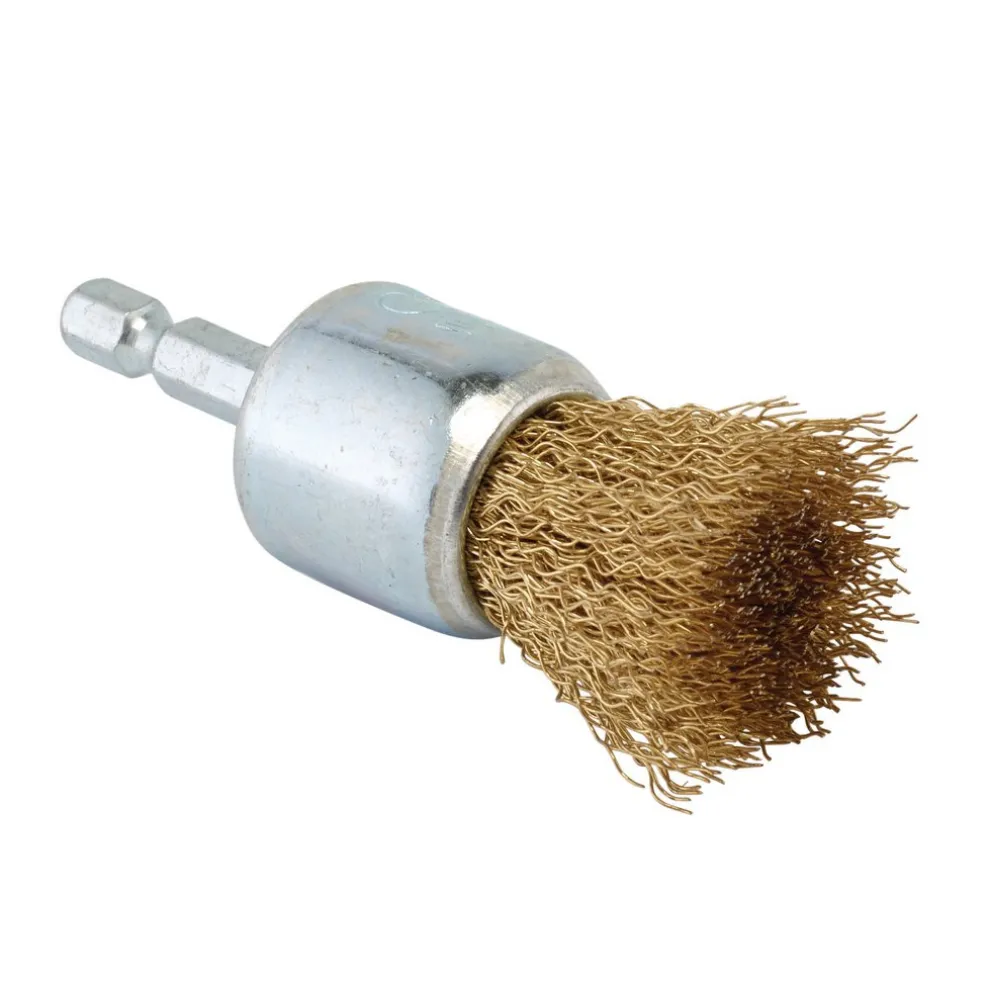 Brassed Steel Crimped Wire End Brush, 25mm