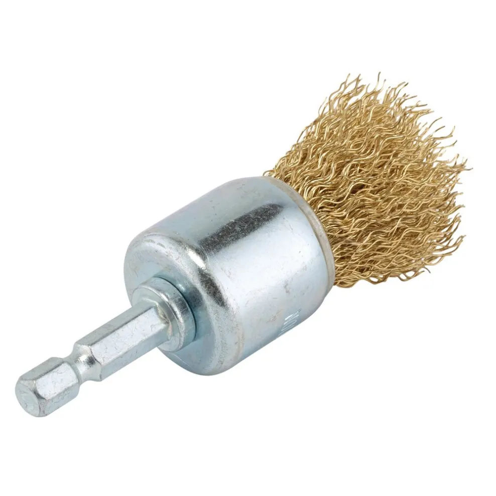 Brassed Steel Crimped Wire End Brush, 25mm
