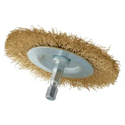 Brassed Steel Crimped Wire Wheel Brush, 75mm
