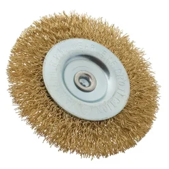 Brassed Steel Crimped Wire Wheel Brush, 75mm