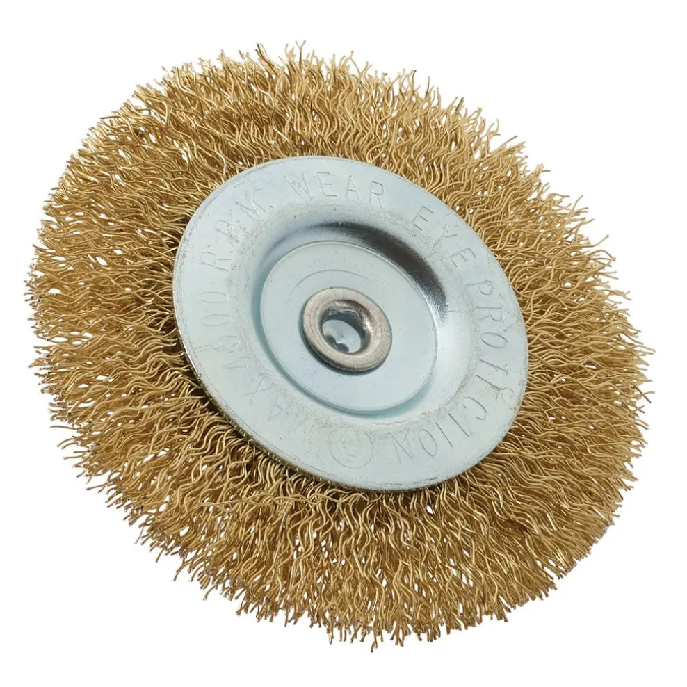 Brassed Steel Crimped Wire Wheel Brush, 75mm
