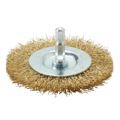 Brassed Steel Crimped Wire Wheel Brush, 75mm