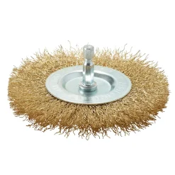 Brassed Steel Crimped Wire Wheel Brush, 100mm