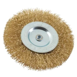 Brassed Steel Crimped Wire Wheel Brush, 100mm