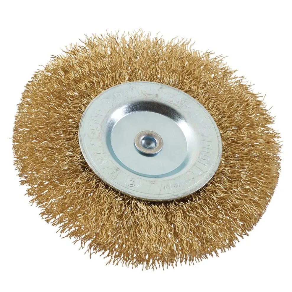 Brassed Steel Crimped Wire Wheel Brush, 100mm