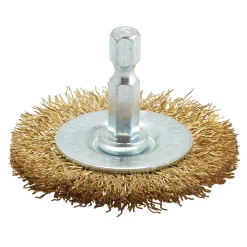 Brassed Steel Crimped Wire Wheel Brush, 50mm