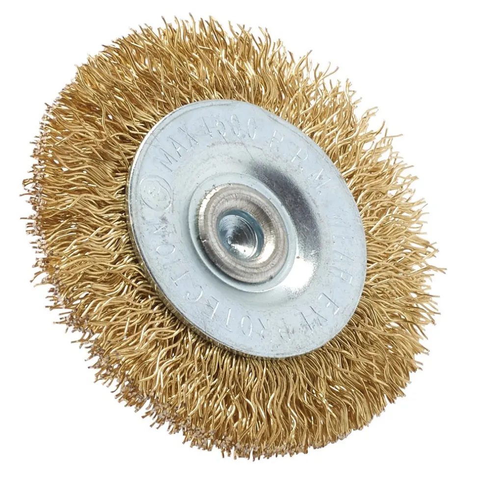 Brassed Steel Crimped Wire Wheel Brush, 50mm