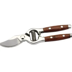 Bypass Pattern Secateurs with Wooden Handles, 210mm