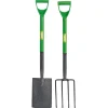 Carbon Steel Garden Fork and Spade Set, Green