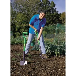 Carbon Steel Garden Fork and Spade Set, Green