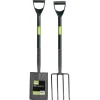 Carbon Steel Garden Fork and Spade Set, Black