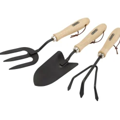 Carbon Steel Hand Fork, Cultivator and Trowel with Hardwood Handles