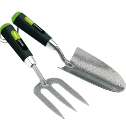 Carbon Steel Heavy Duty Hand Fork and Trowel Set (2 Piece)