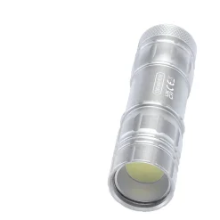 COB LED Aluminium Hand Torch, 3W, 85 Lumens, 3 x AAA Batteries Supplied