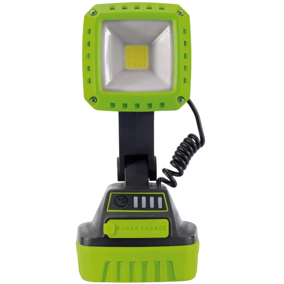 COB LED Rechargeable Work Light, 10W, 1,000 Lumens, Green, 2 x 2.2Ah Batteries