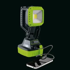 COB LED Rechargeable Work Light, 10W, 1,000 Lumens, Green, 2 x 2.2Ah Batteries