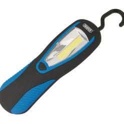 COB LED Work Light with Magnetic Back and Hanging Hook, 3W, 200 Lumens, Blue, 3 x AA Batteries Supplied