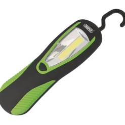 COB LED Work Light with Magnetic Back and Hanging Hook, 3W, 200 Lumens, Green, 3 x AA Batteries Supplied