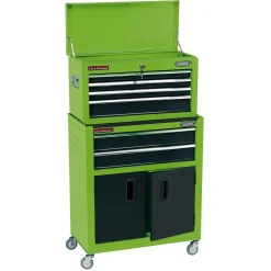Combined Roller Cabinet and Tool Chest, 6 Drawer, 24", Green