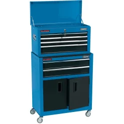 Combined Roller Cabinet and Tool Chest, 6 Drawer, 24", Blue