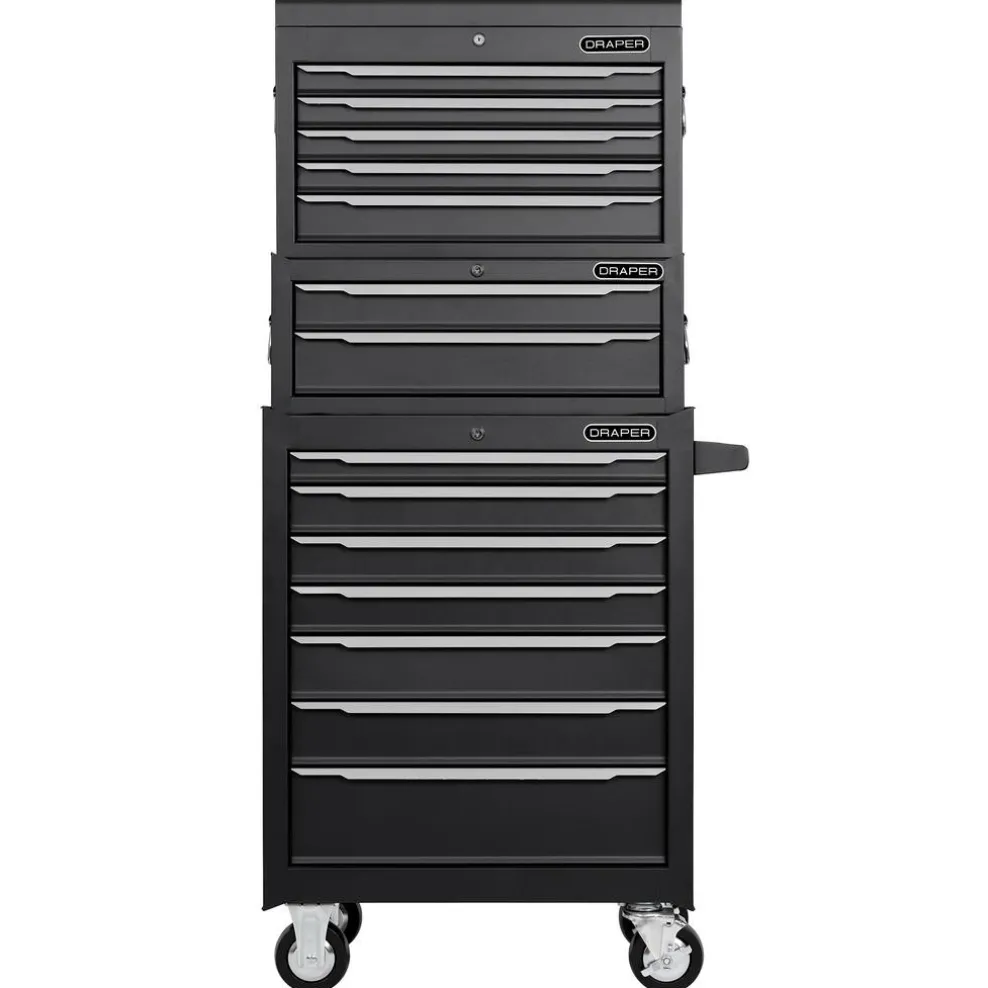 Combined Roller Cabinet, Mid Tool Chest and Tool Chest, 14 Drawers, 26"