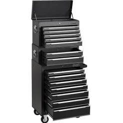 Combined Roller Cabinet, Mid Tool Chest and Tool Chest, 14 Drawers, 26