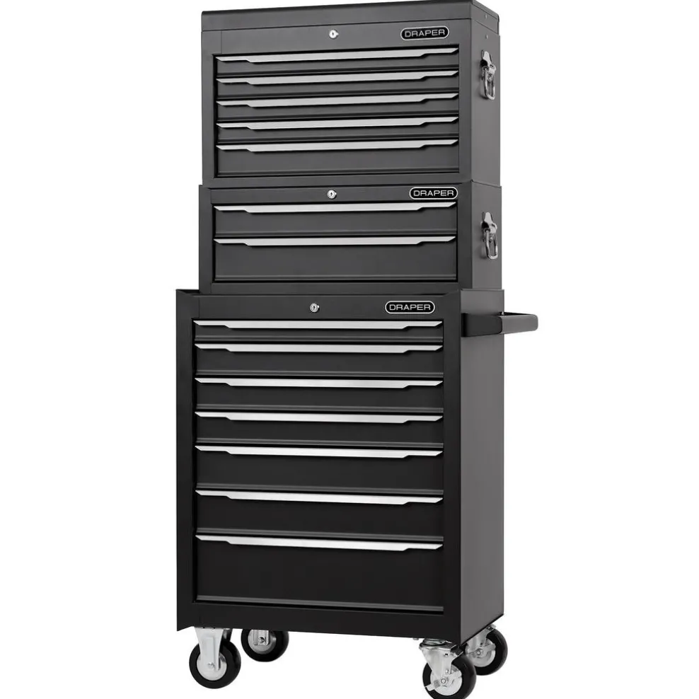 Combined Roller Cabinet, Mid Tool Chest and Tool Chest, 14 Drawers, 26"