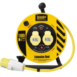 Defender E86455 110V Heavy Duty Industrial Cable Reel, 25m