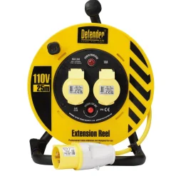 Defender E86450 110V Industrial Cable Reel, 1.5mm², 16A, 25m