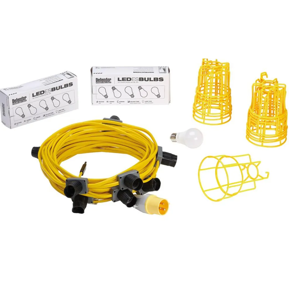 Defender E89811 110V 100W LED ES Festoon Kit, 22m